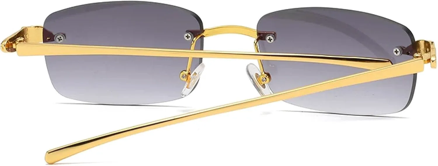 

Модные винтажные солнцезащитные очки без оправы для женщин и мужчин, роскошные, популярные, для путешествий и вождения, металлические, маленькие TKKTLLT, Gold Purple