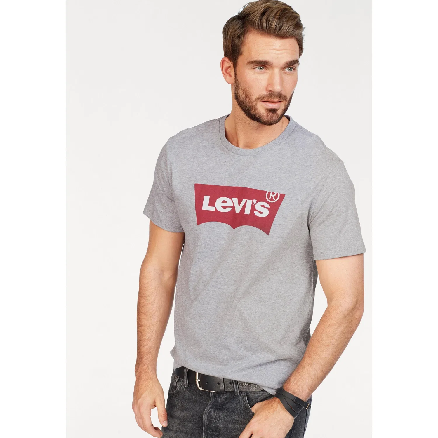 Мужская хлопковая футболка с логотипом Levi's, Mid Grey