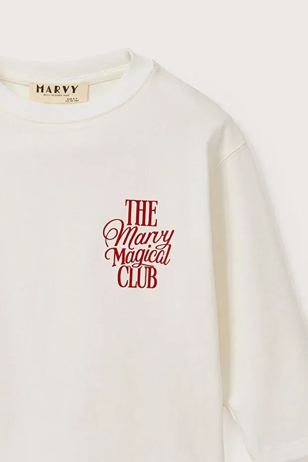 Детское для девочек футболка с длинным рукавом с принтом The magical club Marvy, Ecru — фото 4