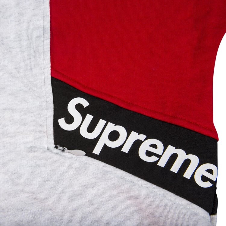 Толстовка Supreme Color Blocked Zip Up Hooded Sweatshirt 'Ash Grey', серый — фото 3