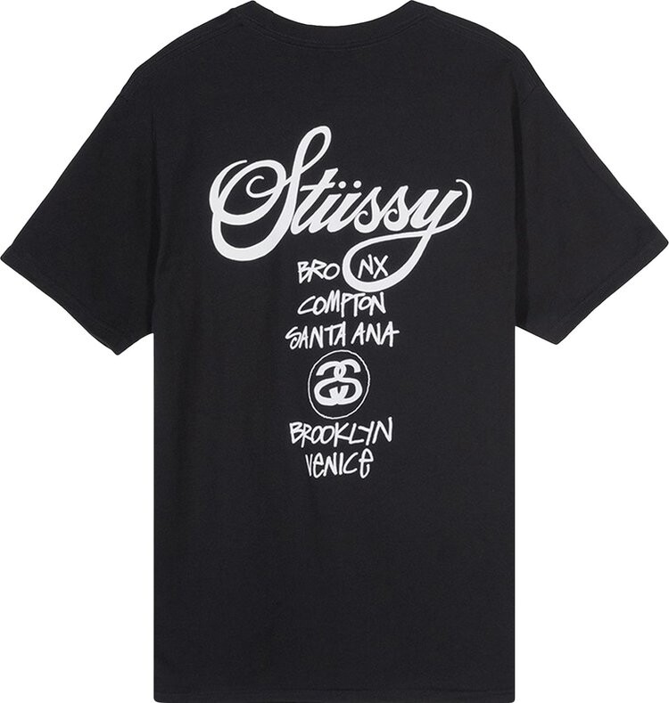 Футболка Stussy x Dover Street Market World Tour T-Shirt 'Black', черный — фото 3