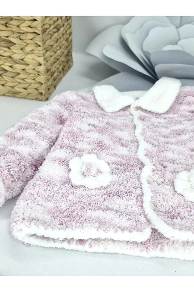 Детский кардиган для девочек с длинным рукавом Hand knitted lamb lanyard fur Evitle, Lilla&Ebruli — фото 3