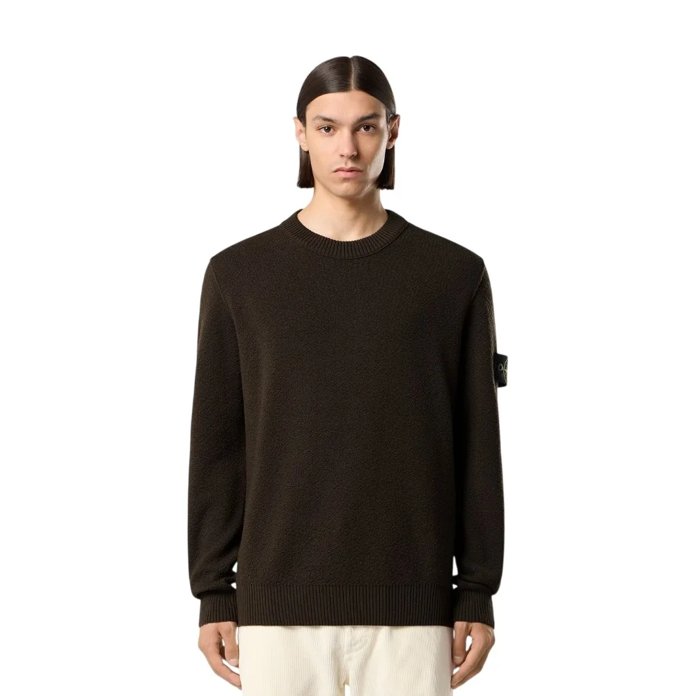 Мужской вязаный свитер Stone Island Loose-fit Crewneck With Ribbed Trims, угольно-серый