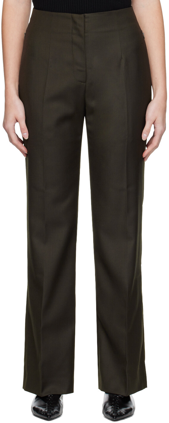 

Брюки цвета хаки Bootcut с разрезами на манжетах DRAE