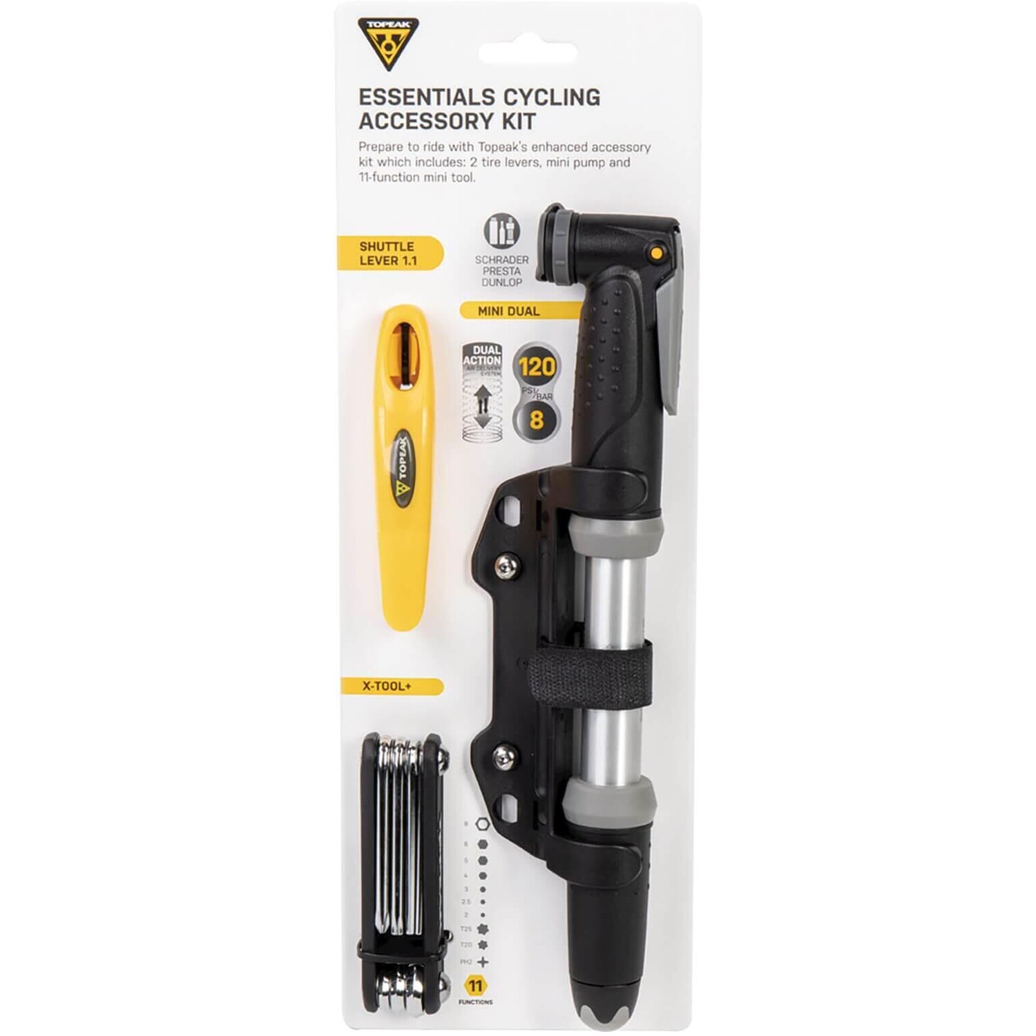 

Мини ручной насос Topeak Essentials Набор аксессуаров для велоспорта, черный / черный / серебристый