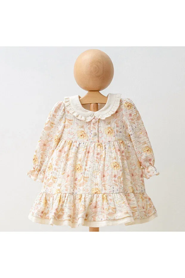 Детское платье для девочек хлопковое Mio mini baby girl flowered muslin dress Generic Brands, Beige
