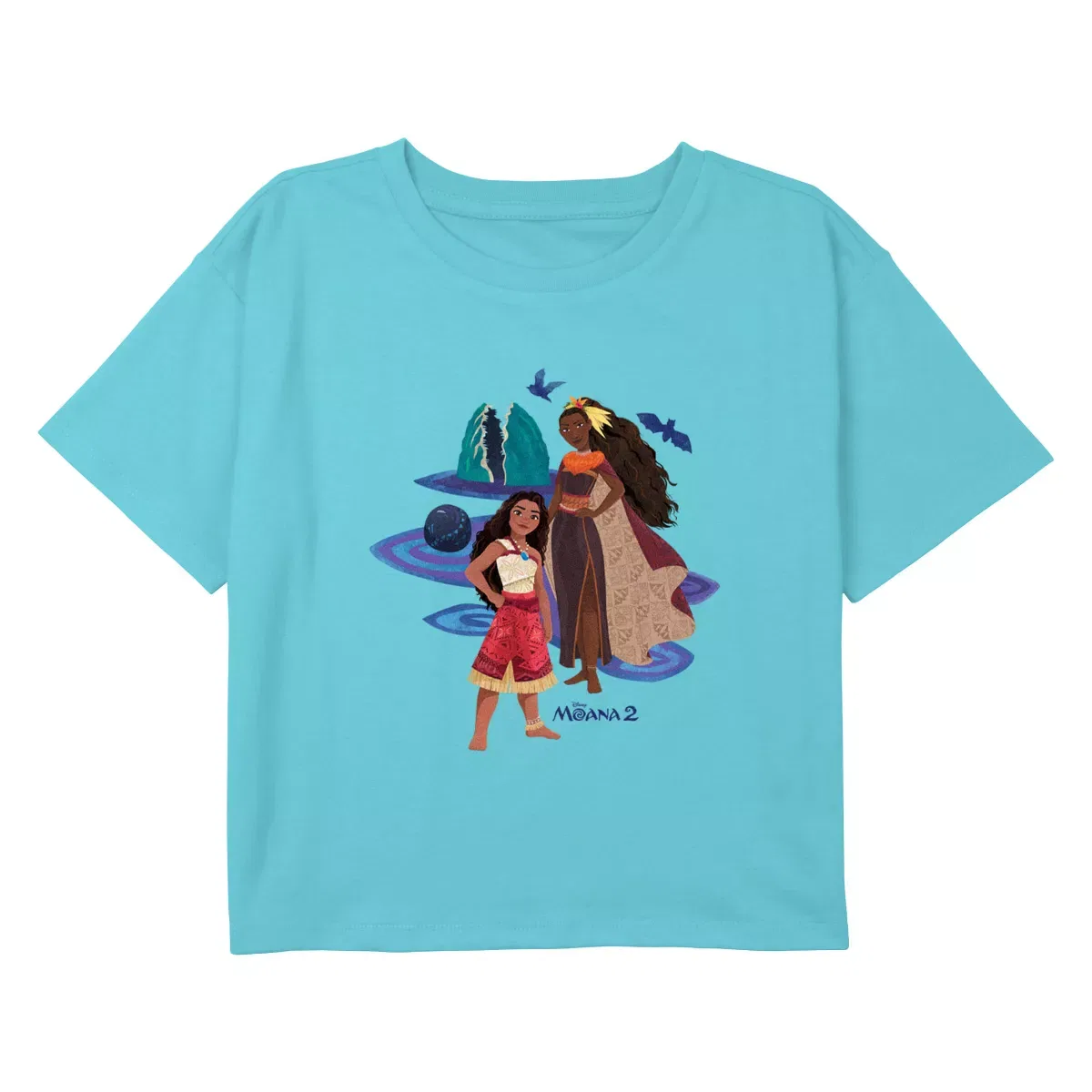Детское укороченное платье-футболка с принтом Moana 2 Matangi and Moana Logo, Moana 2, Blue