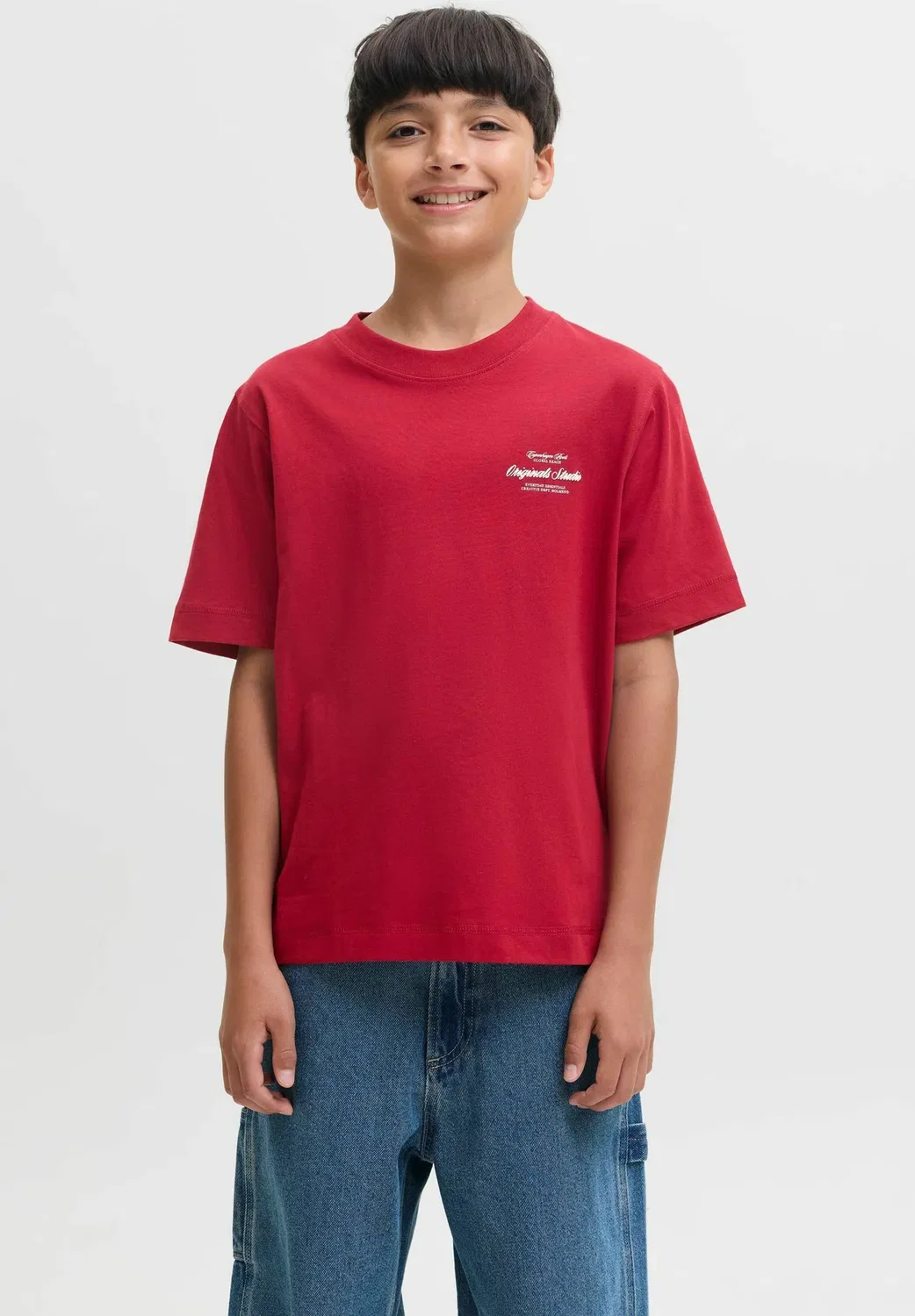 Jornorrebro typo tee ss crew neck sn jnr - print t-shirt Jack & Jones Junior, Rio Red — фото 3