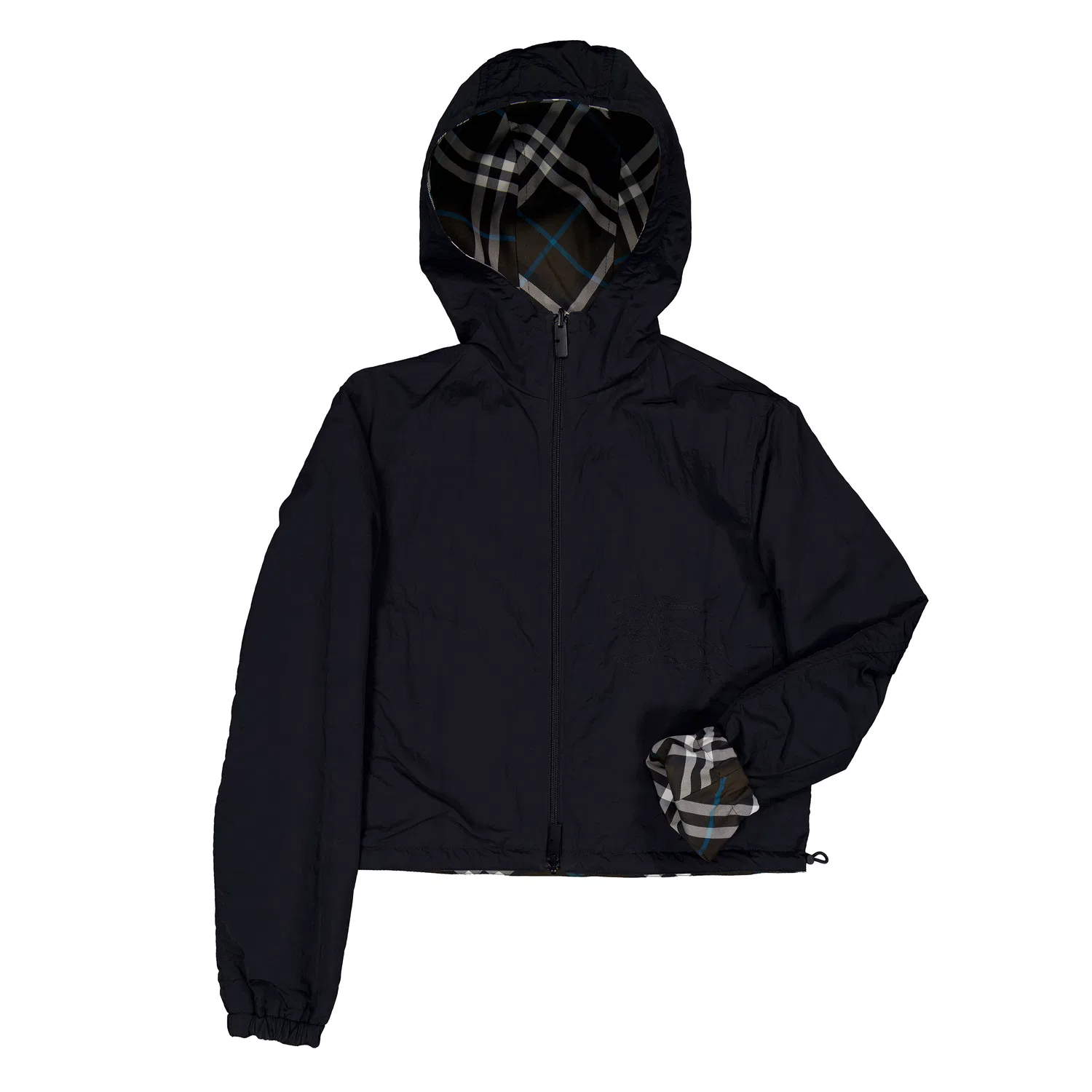 Куртка-бомбер с капюшоном, двусторонняя, Check Reversible Cropped Jacket Burberry, Snug Ip Check — фото 4