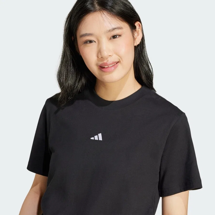 Футболка с длинным рукавом с логотипом Sportswear JC5943 Essentials Small Logo Cotton adidas, Черно-белый — фото 4