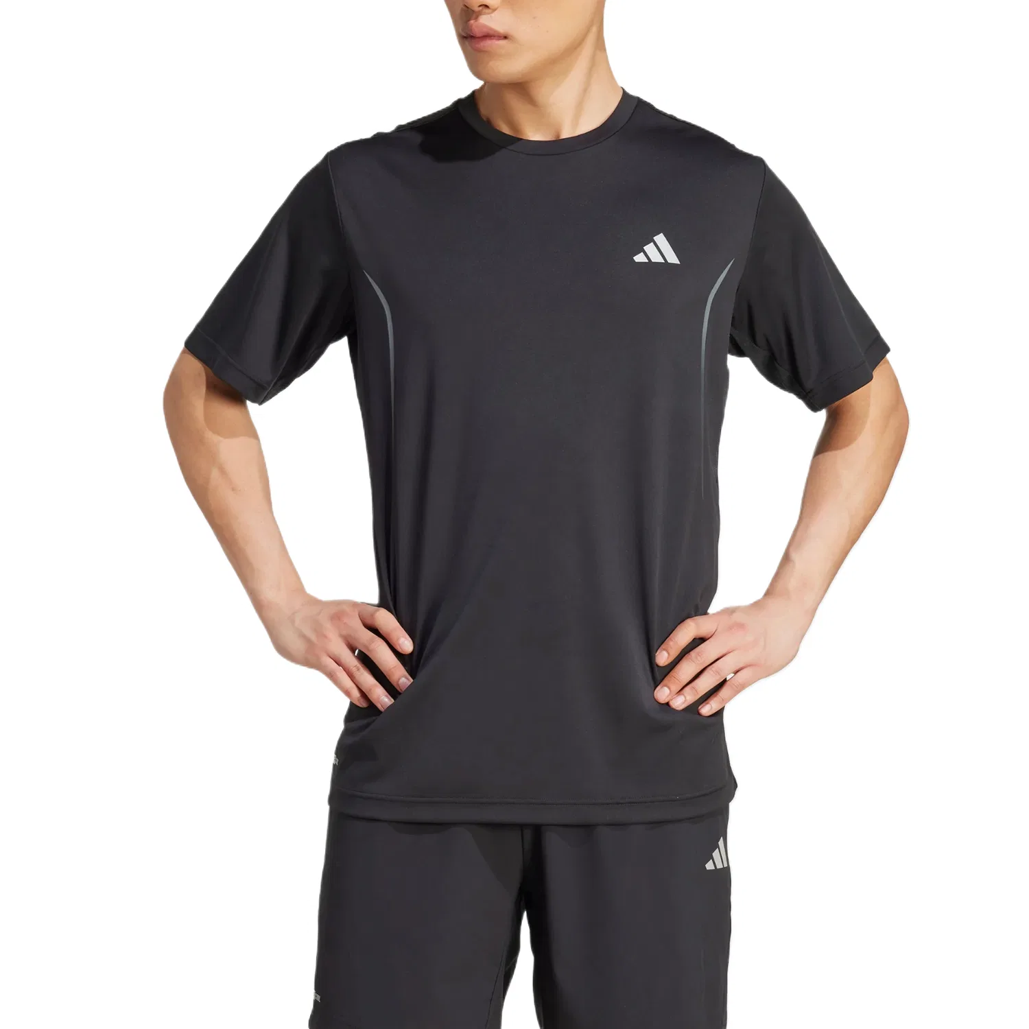 Футболка с круглым вырезом, прямая посадка, Adidas, Black — фото 3