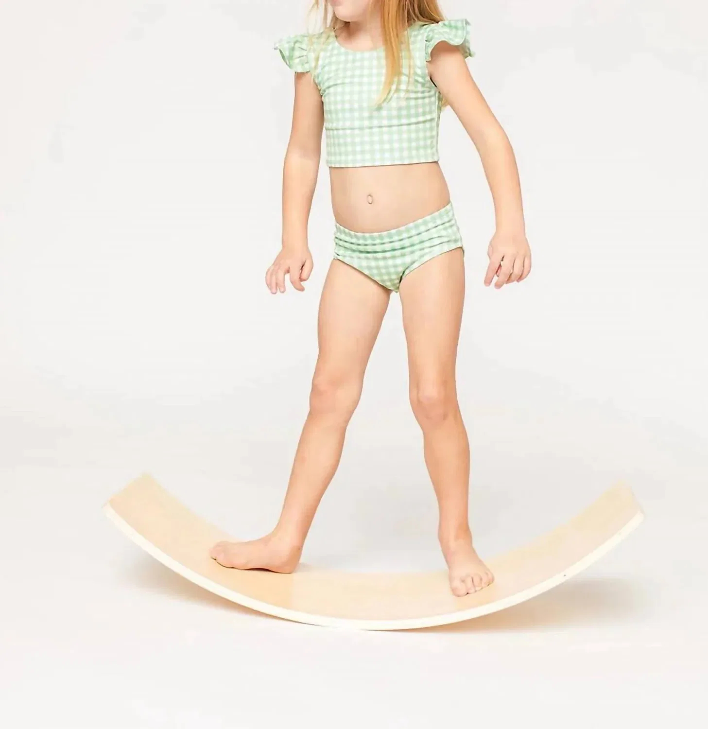 Детский купальник бикини с оборками на плечах Gingham Bikini Bather Dear Georgie, зеленый — фото 2