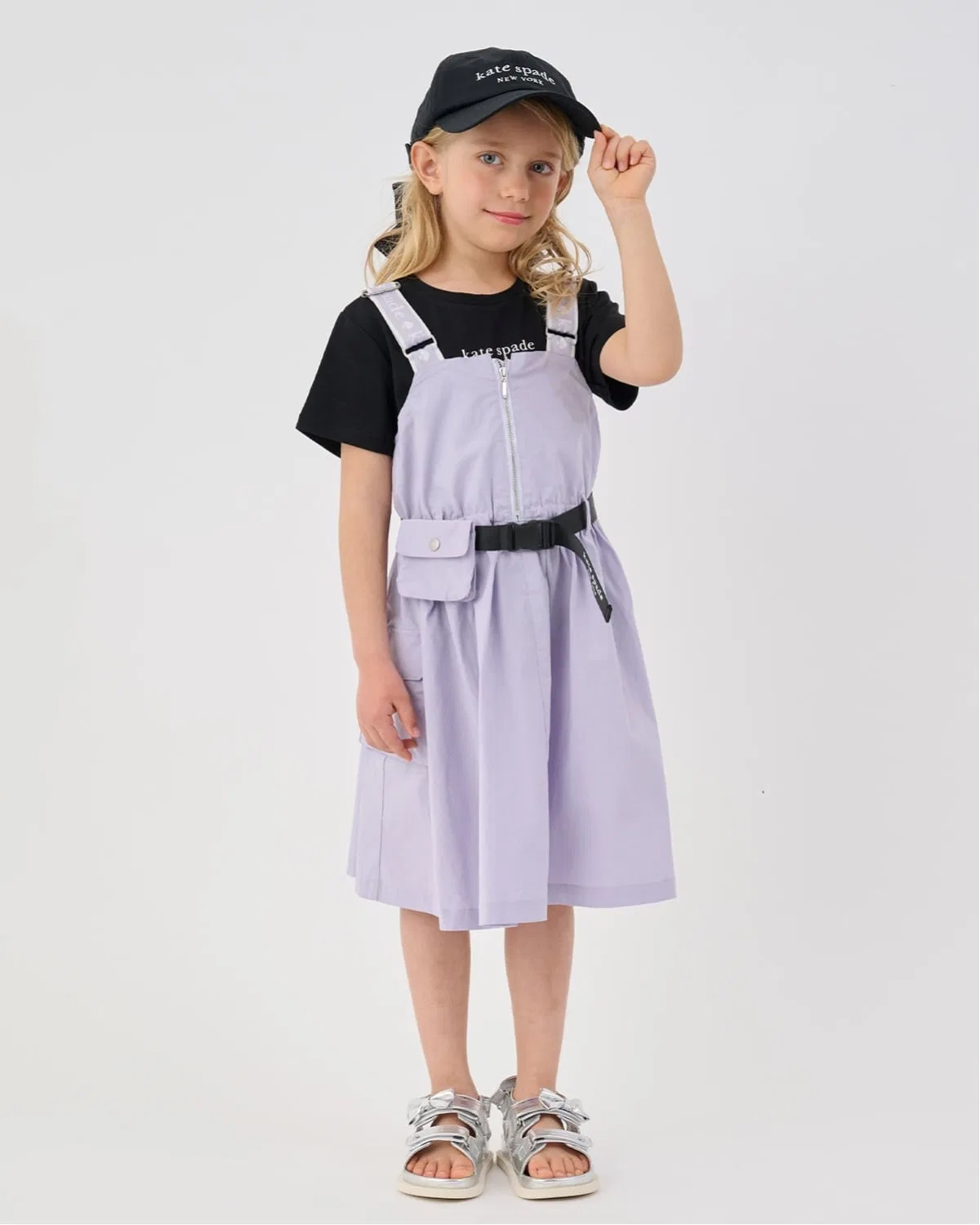 Детский джемпер-сарафан с поясом и карманами kate spade new york kids, Лавандовый