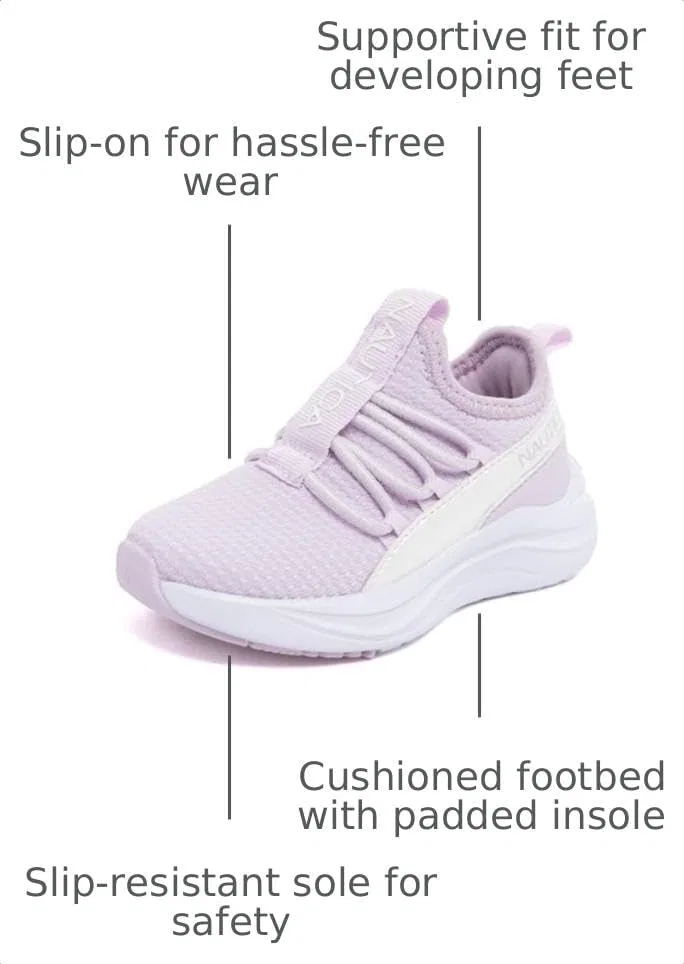 Детские кроссовки без шнуровки с принтом Nautica, Lilac Iridescent — фото 3