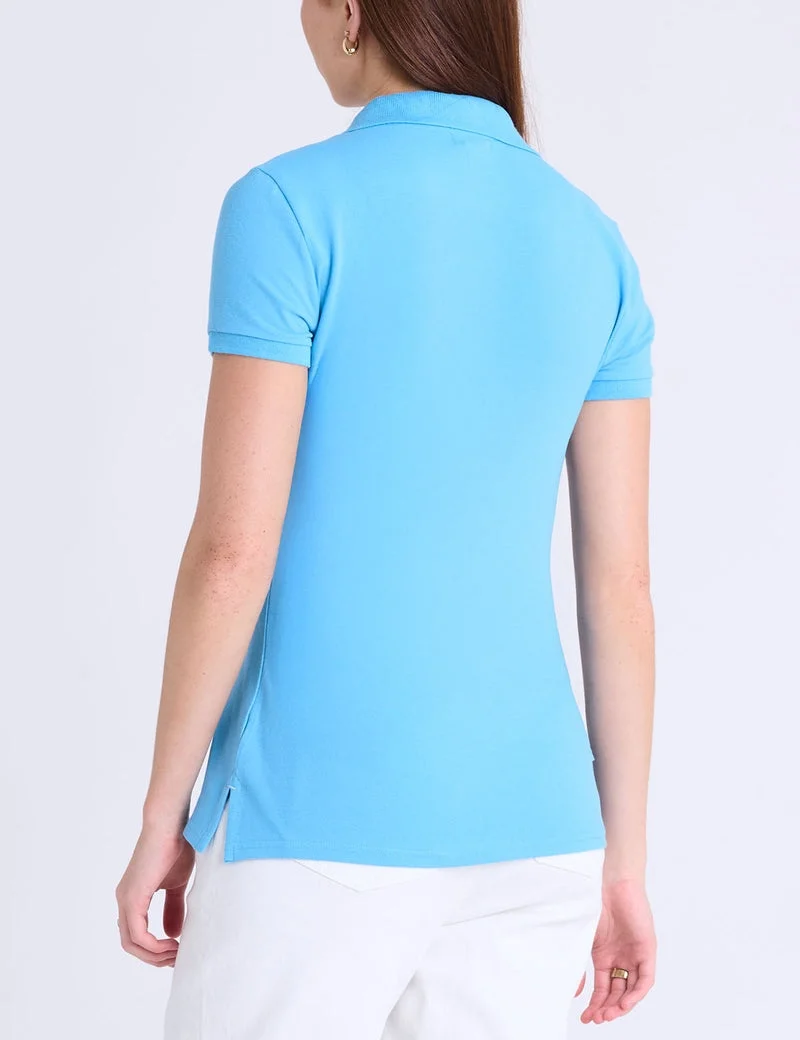 Женская футболка-поло U.S. Polo Assn. USPA Metallic Print, небесно-голубой — фото 2