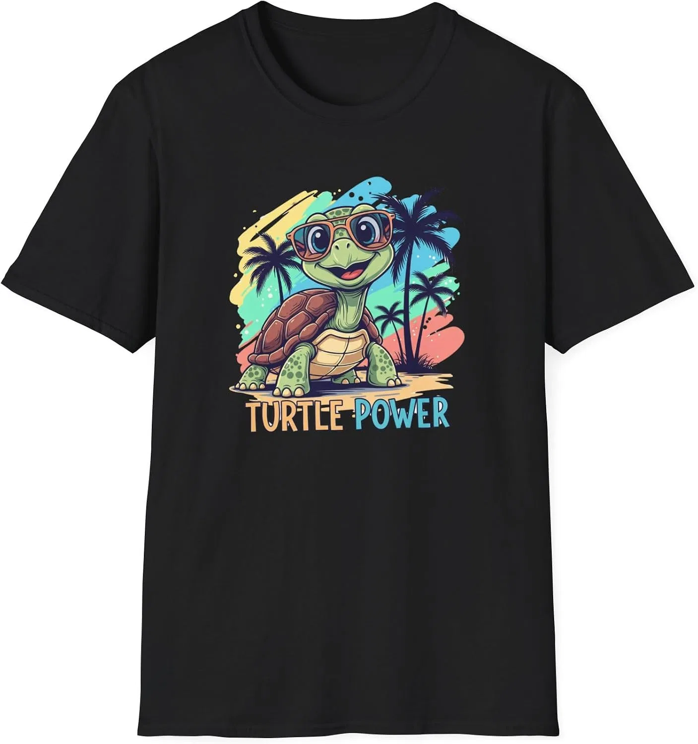 Футболка с принтом Turtle Power Gildan 64000, Black