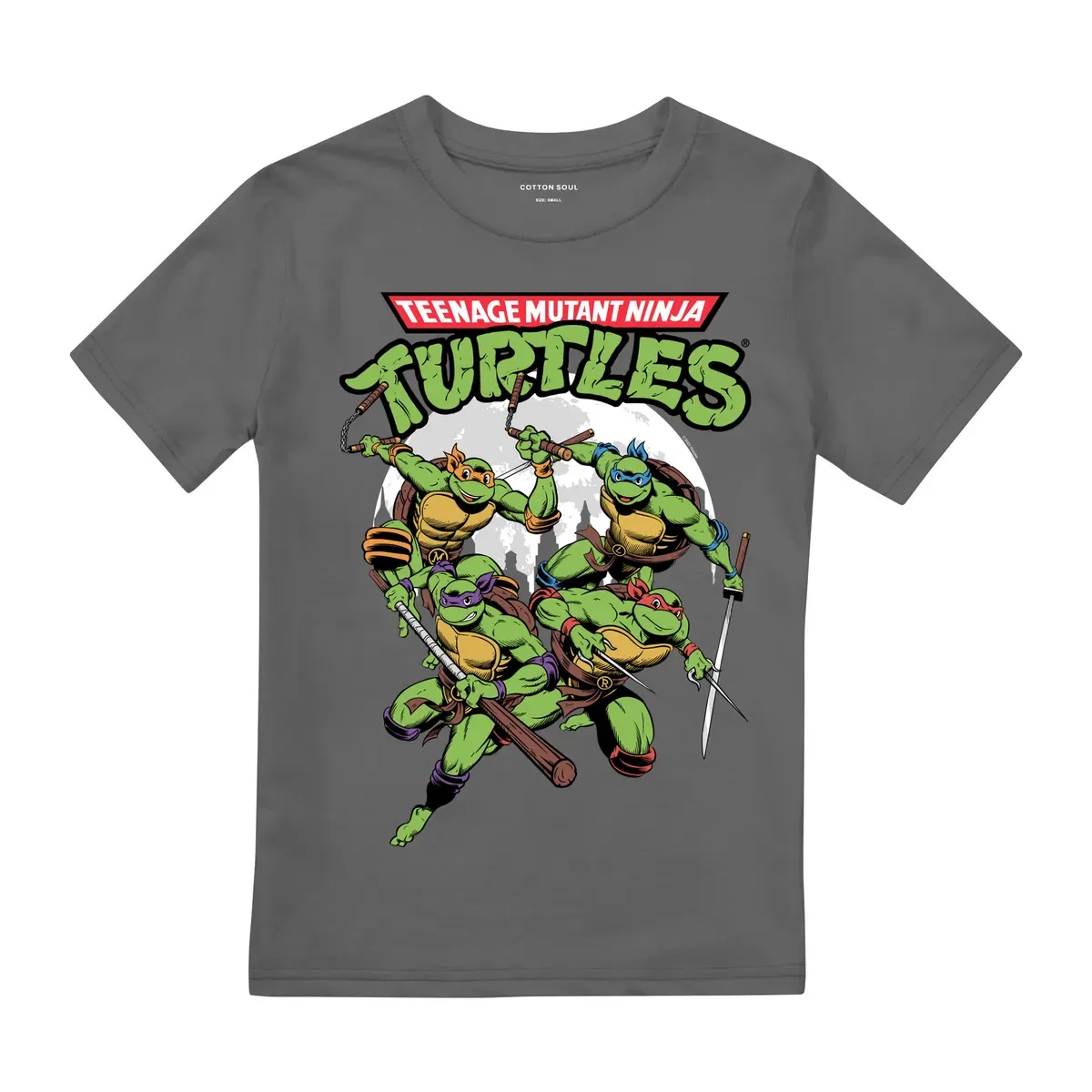 Футболка с принтом Tmnt Midnight Group Teenage Mutant Ninja Turtles, Charcoal