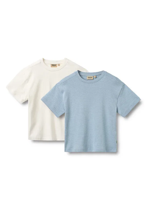 Футболка хлопковая 2 pack tommy - print t-shirt Wheat, Faded Blue Stripe, синий