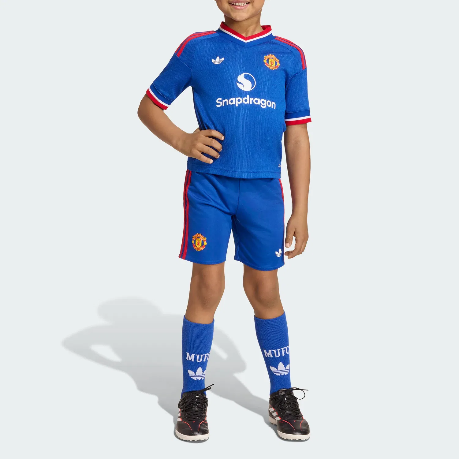 Детский спортивный комплект с V-образным вырезом Quick Dry Adidas Originals, Royal Blue — фото 4