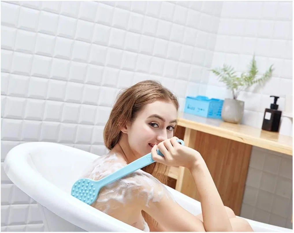 Щетка для тела с длинной ручкой, WYRKYP, Синяя — фото 4