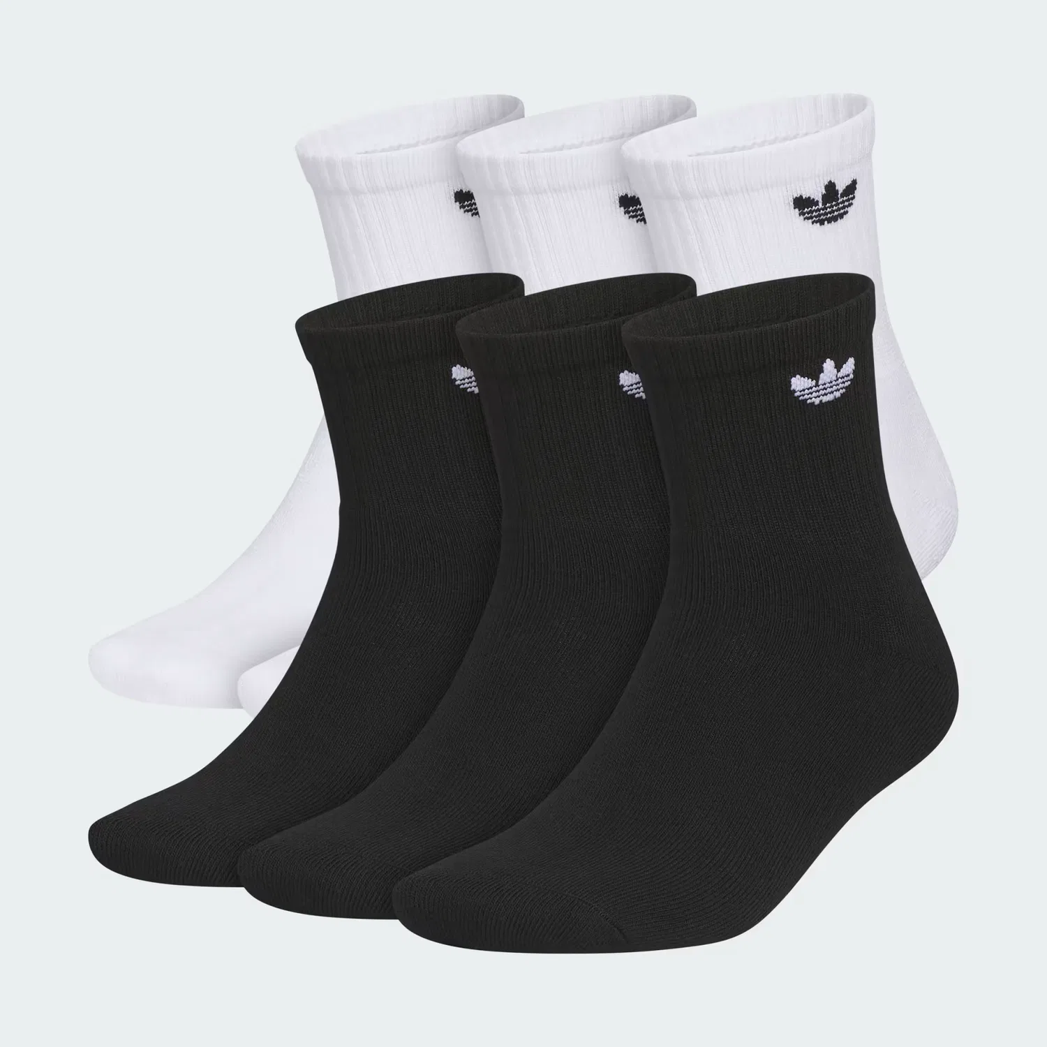Носки-квотер влагоотводящие, 6 пар, Trefoil 2.0 Adidas Originals, бело-черный