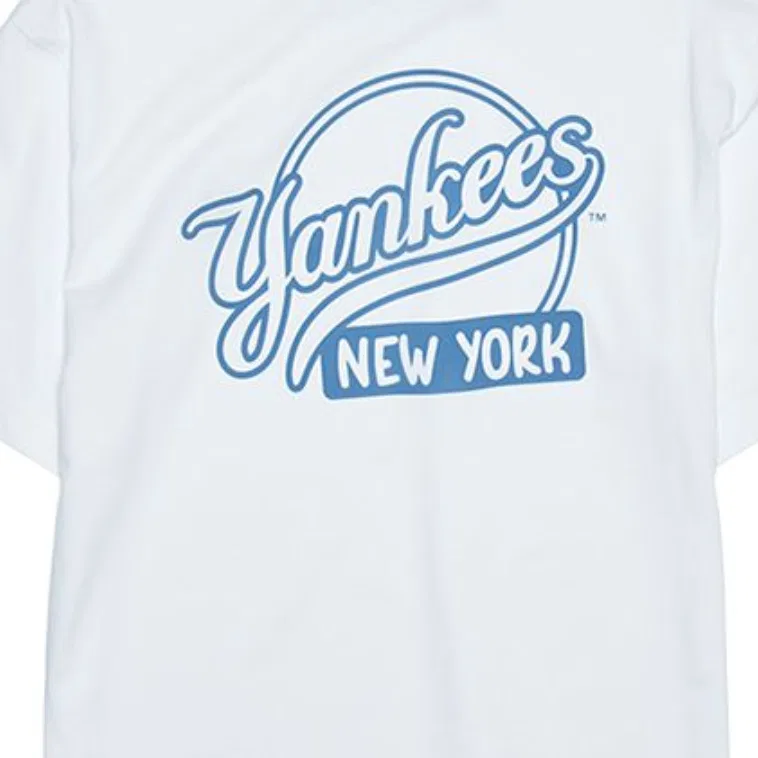 Детская футболка хлопковая MLB Basic New York Yankees SS25 T Shirt Unisex, Ecru — фото 4