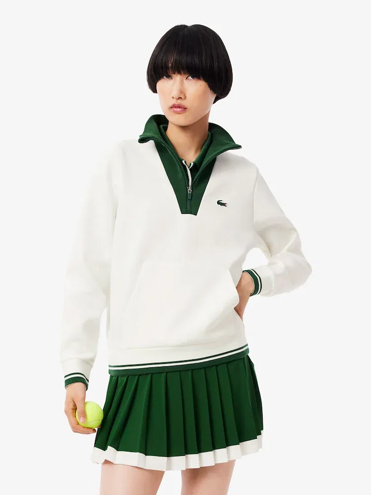 Свитшот теннисный LACOSTE Heritage, полузастежка, синий