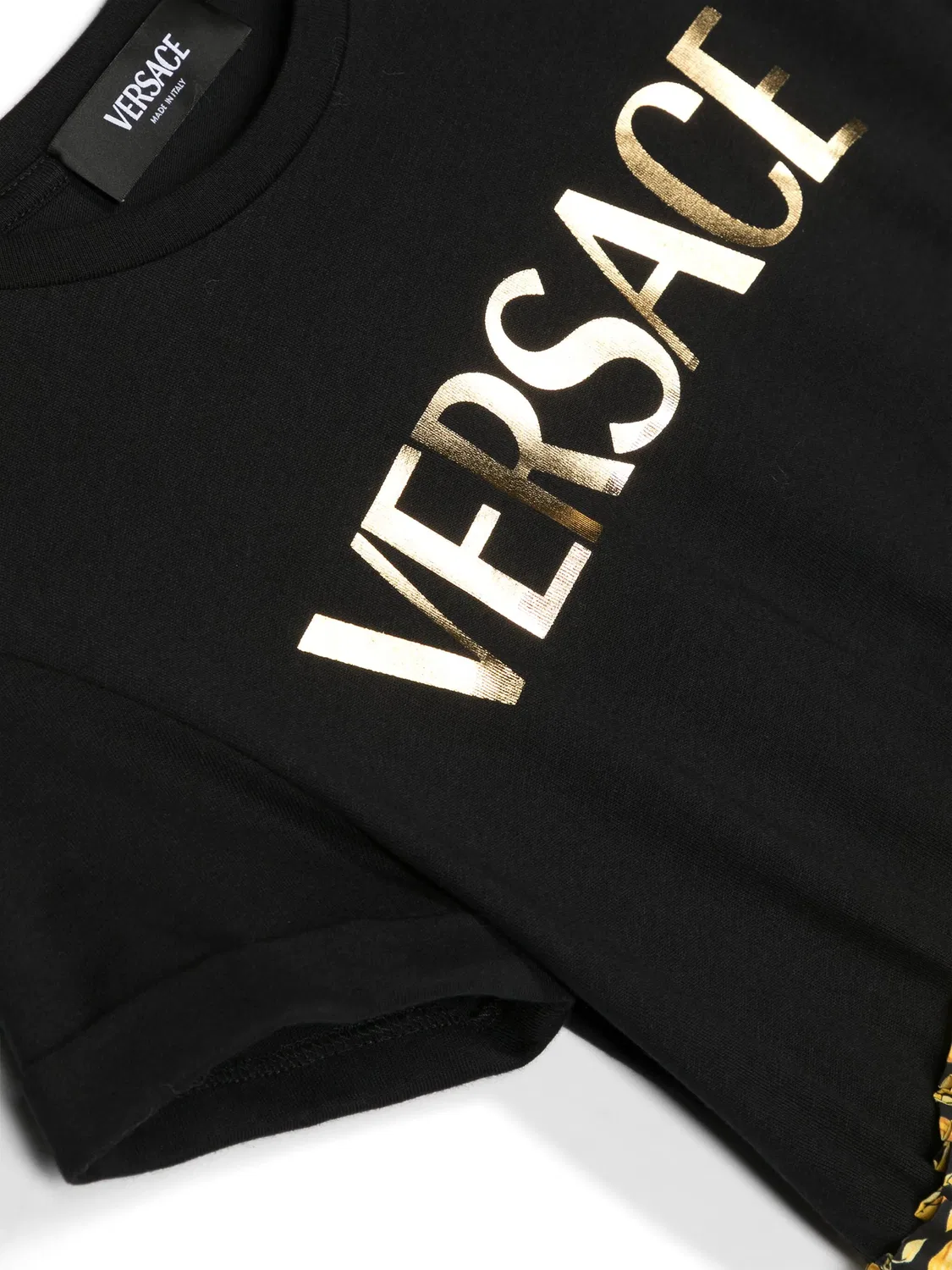 Платье с барокко-принтом из хлопка Versace, черный — фото 2
