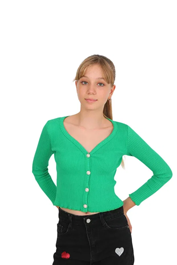 Детский кардиган с v-образным вырезом Pearl button cardigan Marions, Green