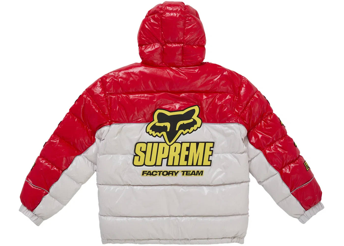 Мужская пуховая куртка с глянцевым покрытием Supreme Fox Racing Shiny Down Puffer Jacket, White — фото 4
