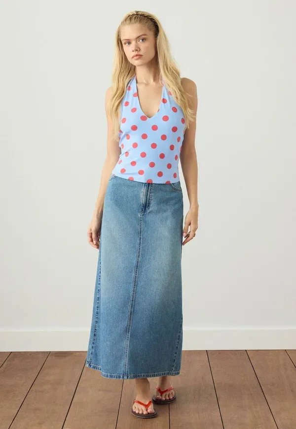 Топ халтер с открытой спиной Regular fit Next Red Polka Dot, красный/синий — фото 4