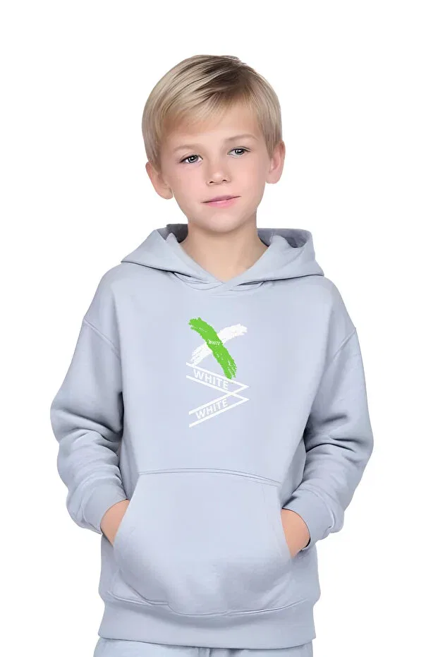 Детский комплект спортивного костюма для мальчиков с принтом Fyk Kids, Gray — фото 2