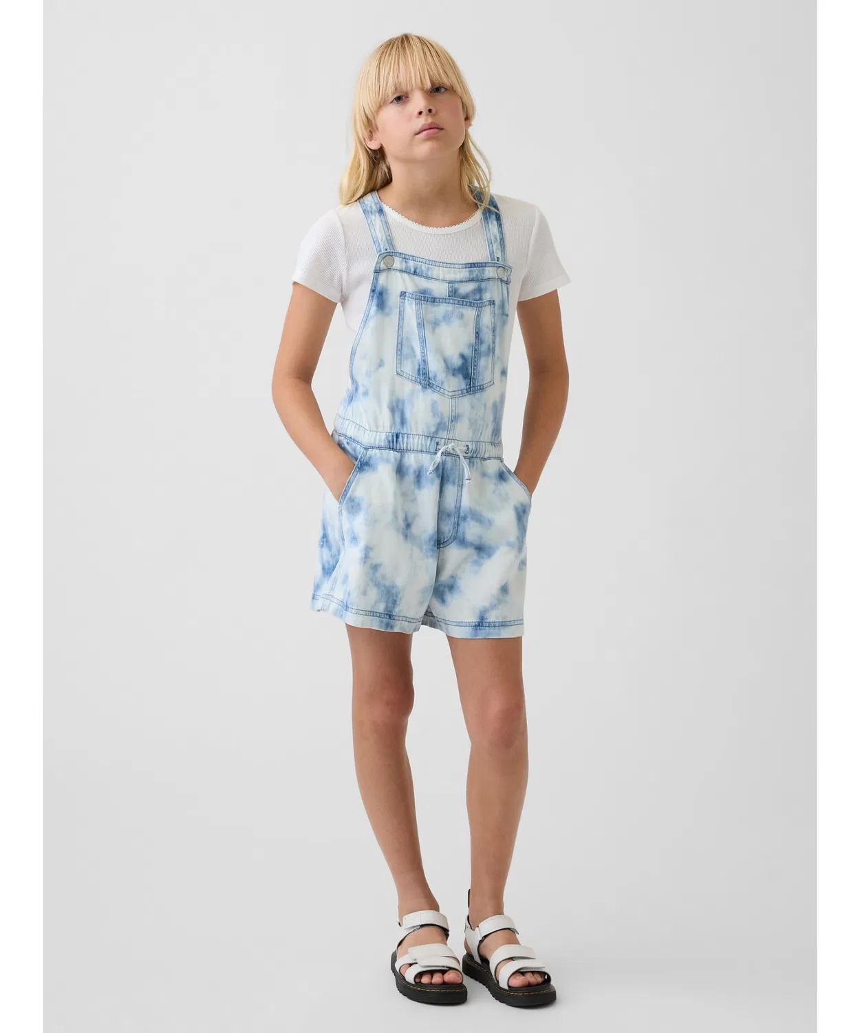 Детский джинсовый комбинезон с принтом тай-дай Relaxed Fit GAP, Blue