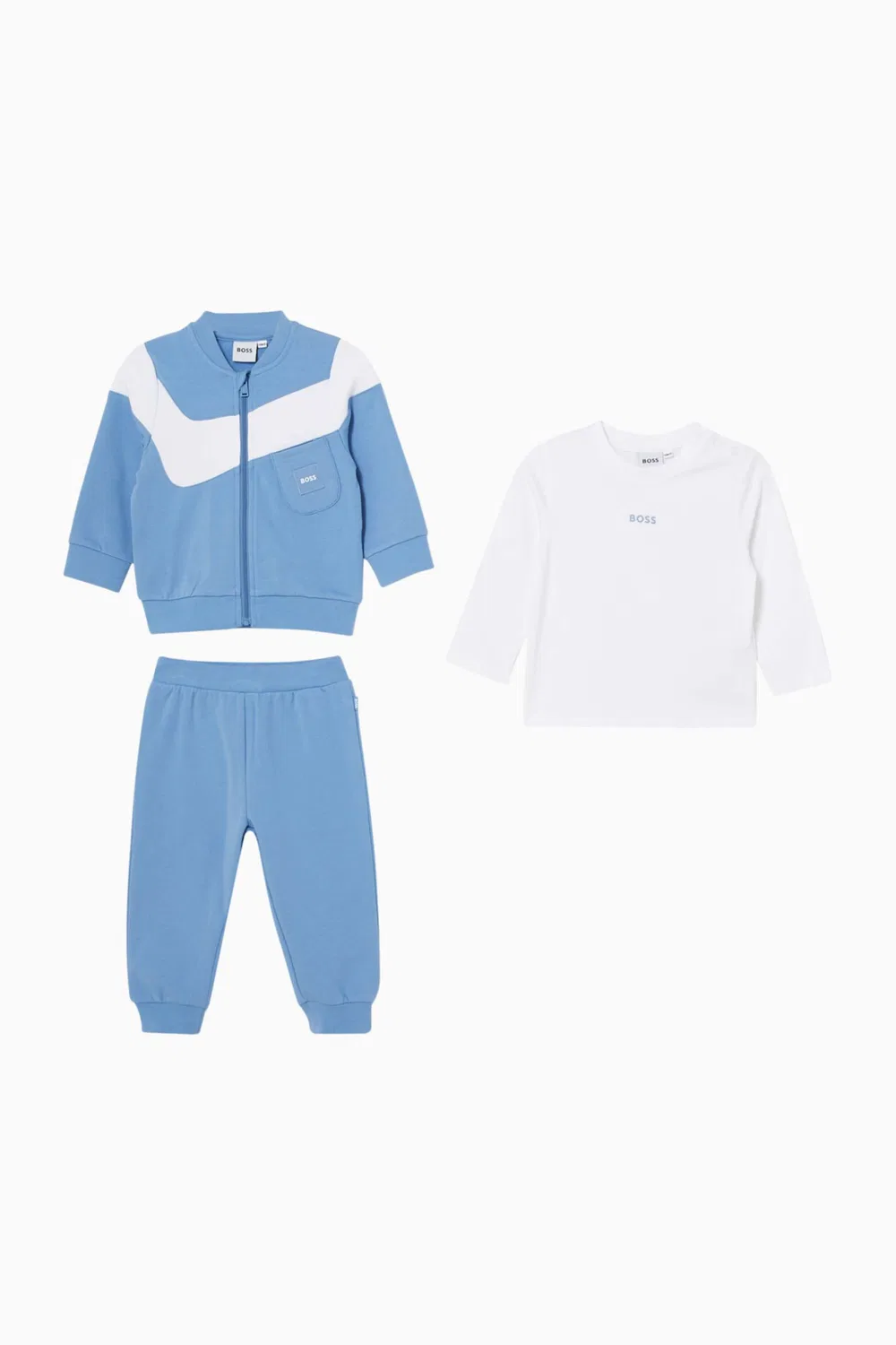 Комплект спортивный с логотипом в подарок из хлопка BOSS Kidswear, синий