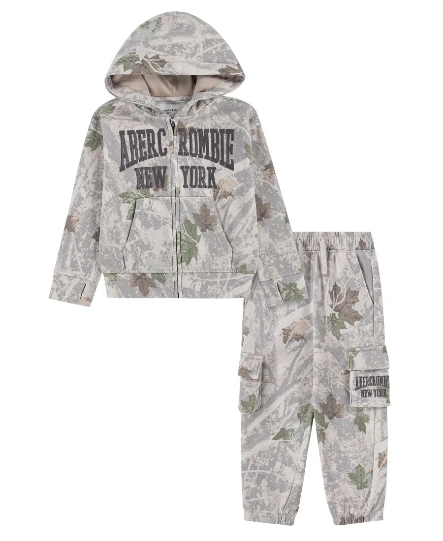 Комплект из худи и карго-брюк, безрукавный, с принтом, Abercrombie Kids, Anf Camo