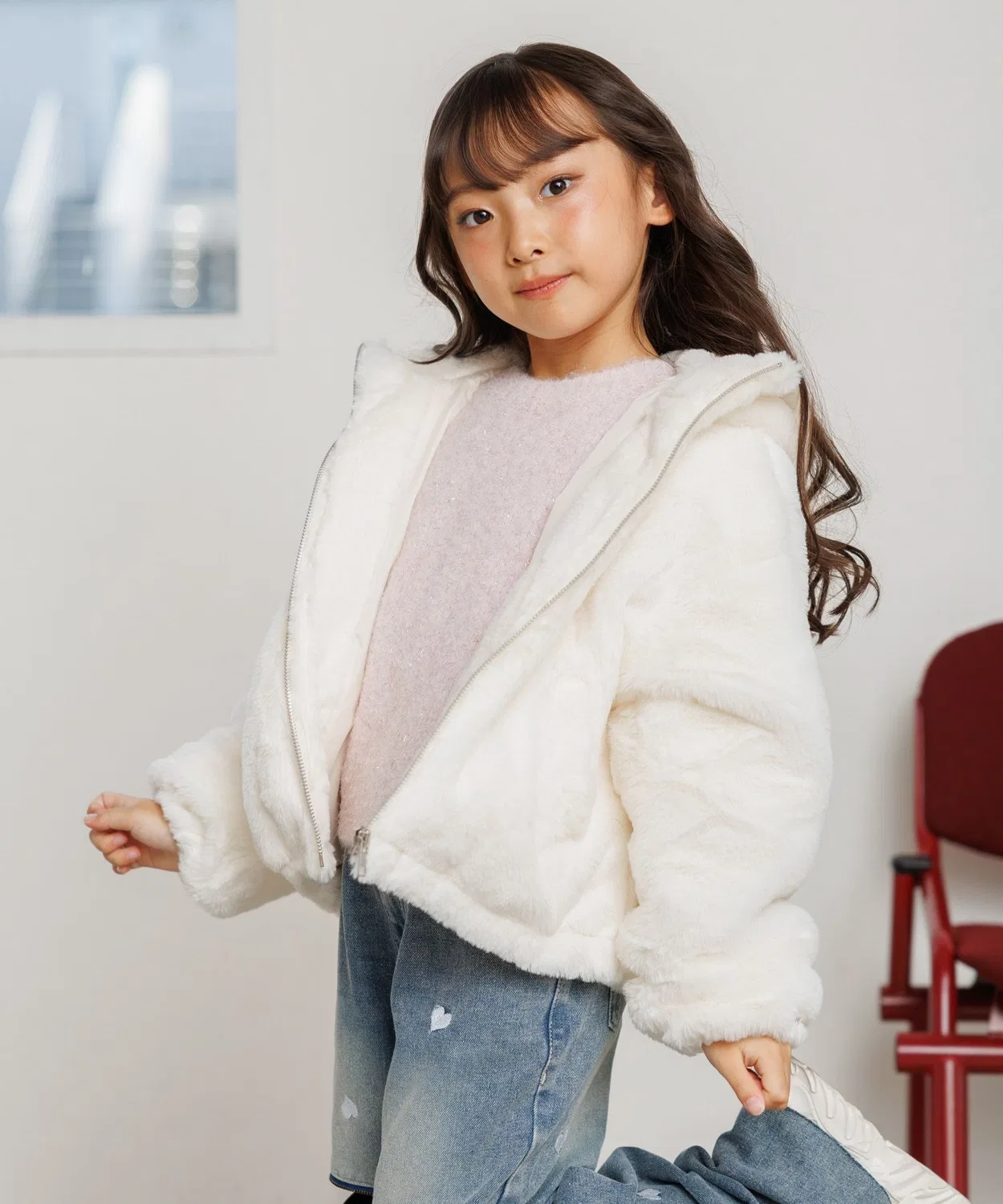 Детское худи с капюшоном из искусственного меха 10C REPIPI repipi armario, Charcoal Grey — фото 4