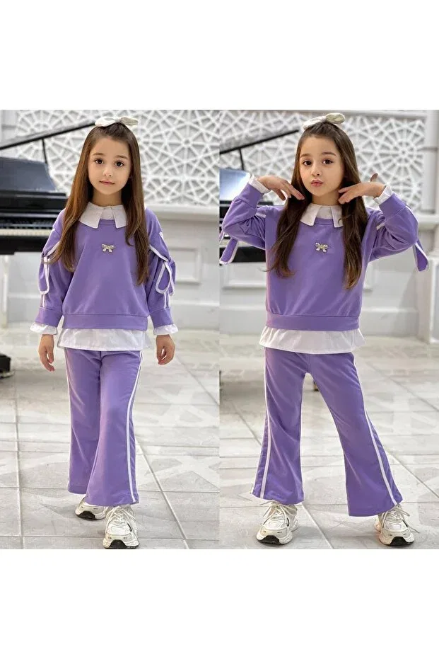 Детский спортивный костюм для девочек с принтом Maminika, Lilac — фото 3