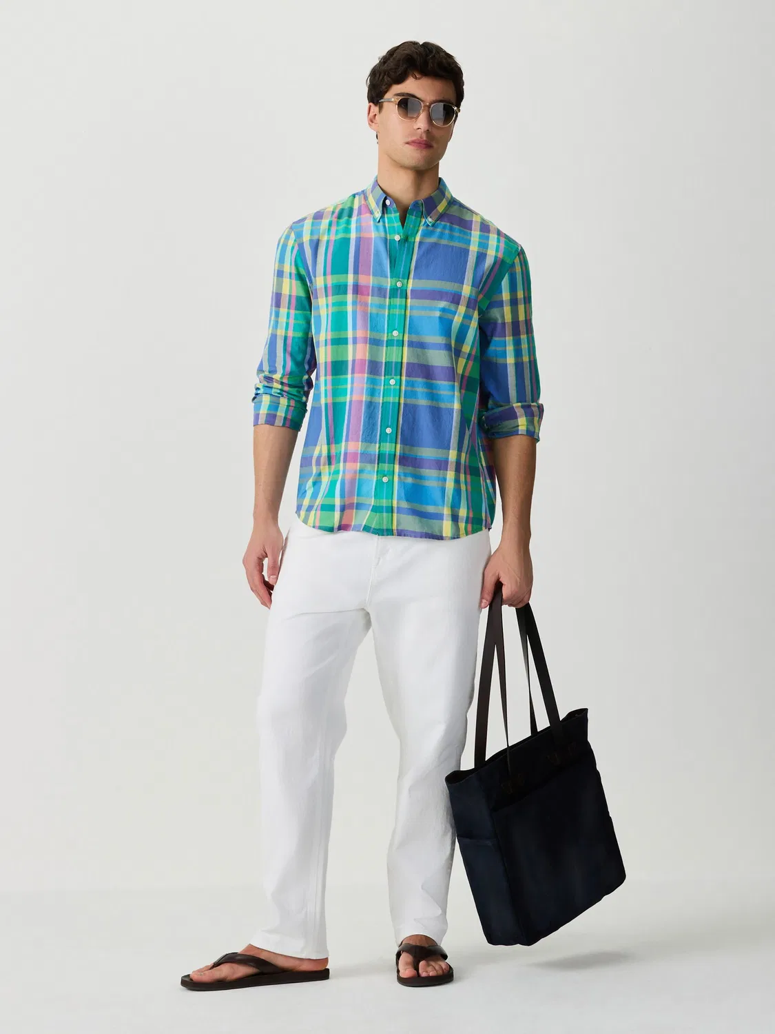 Рубашка с принтом Madras Check, Long Sleeve Next, синий — фото 2