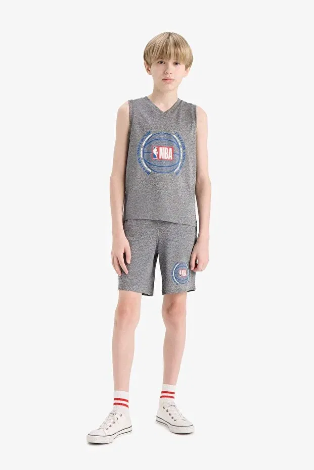 Детское нижнее белье для мальчиков V-образным вырезом Nba wordmark v-neck undershirt Defacto, Gray-Gr210 — фото 2