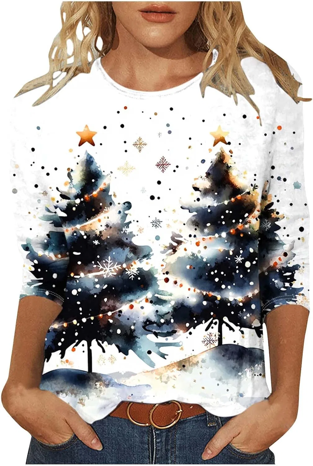 Женская футболка с новогодним принтом Christmas Tshirt, Multicolor