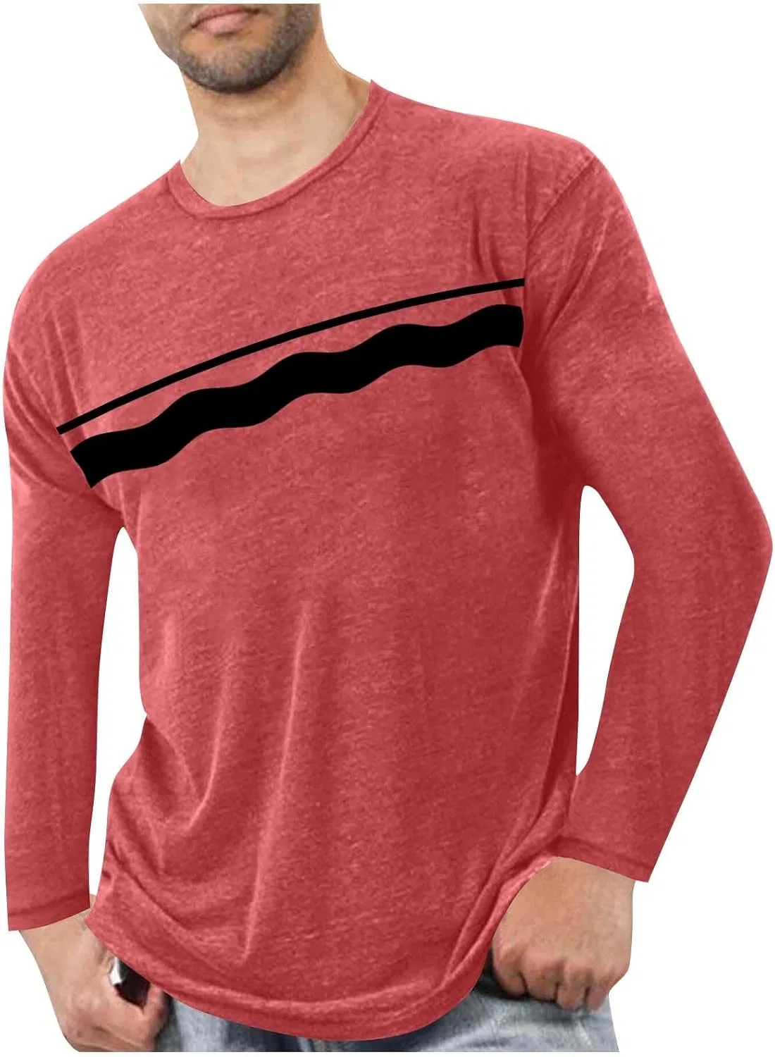 Мужская футболка с рождественским принтом Long Sleeve, Red