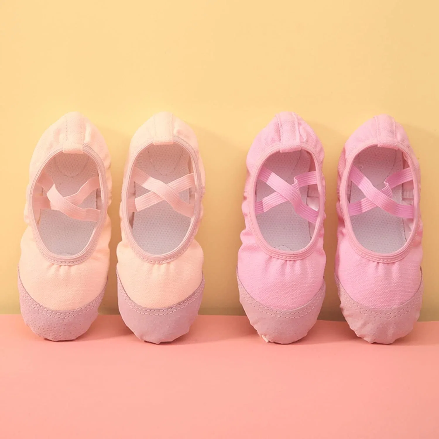 Детские балетки с высокой растяжимостью Canvas Ballet Shoes для девочек и мальчиков, Pink — фото 3
