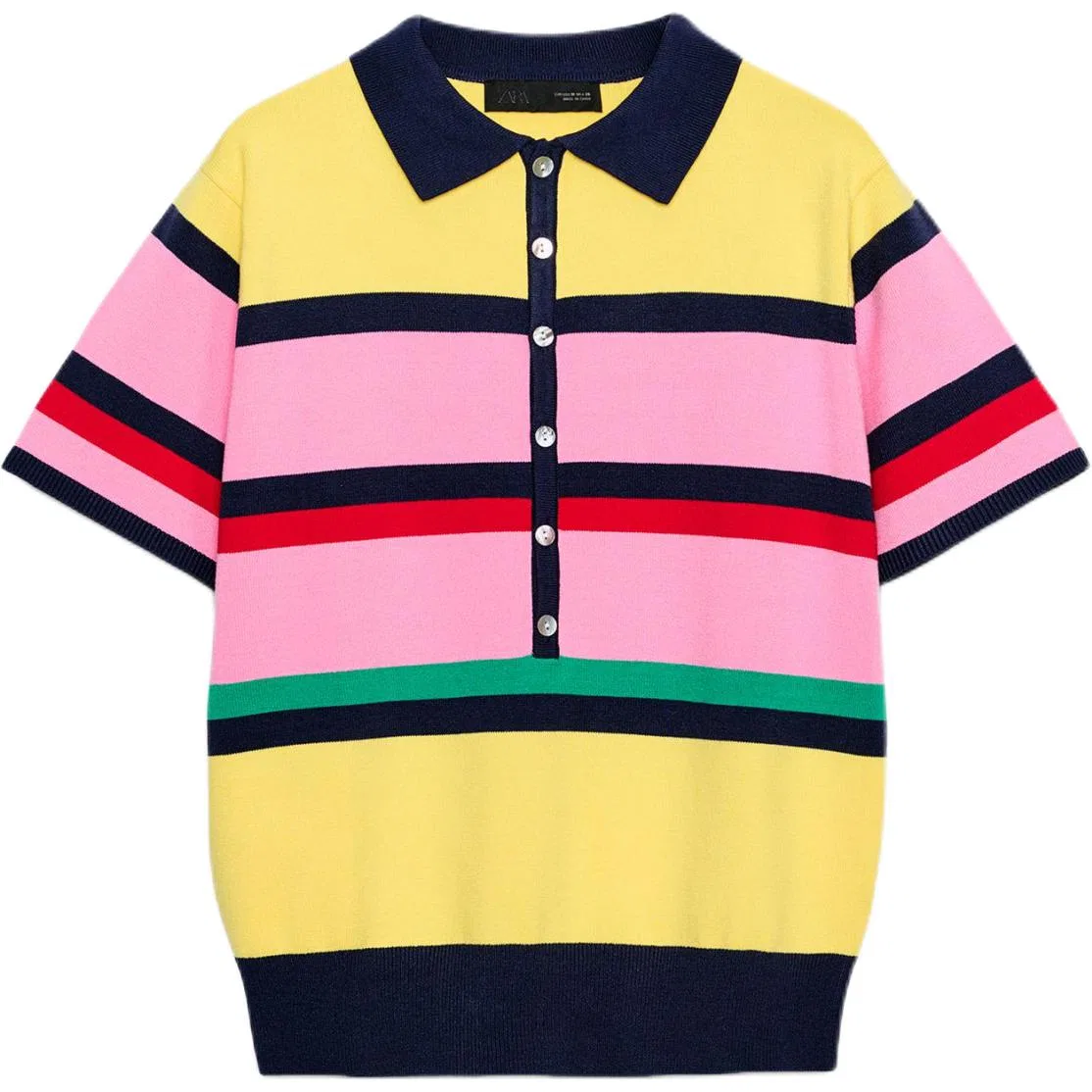 Женское поло разноцветное ZARA, Multicolor