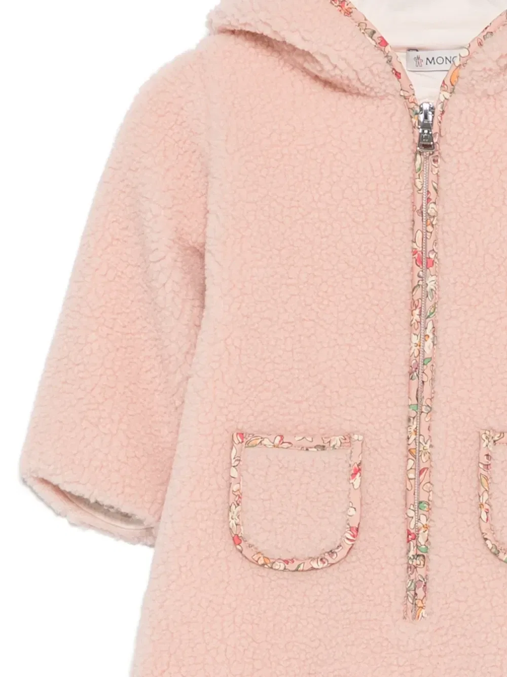 Флисовый комбинезон с цветочной отделкой Moncler Enfant, розовый — фото 3