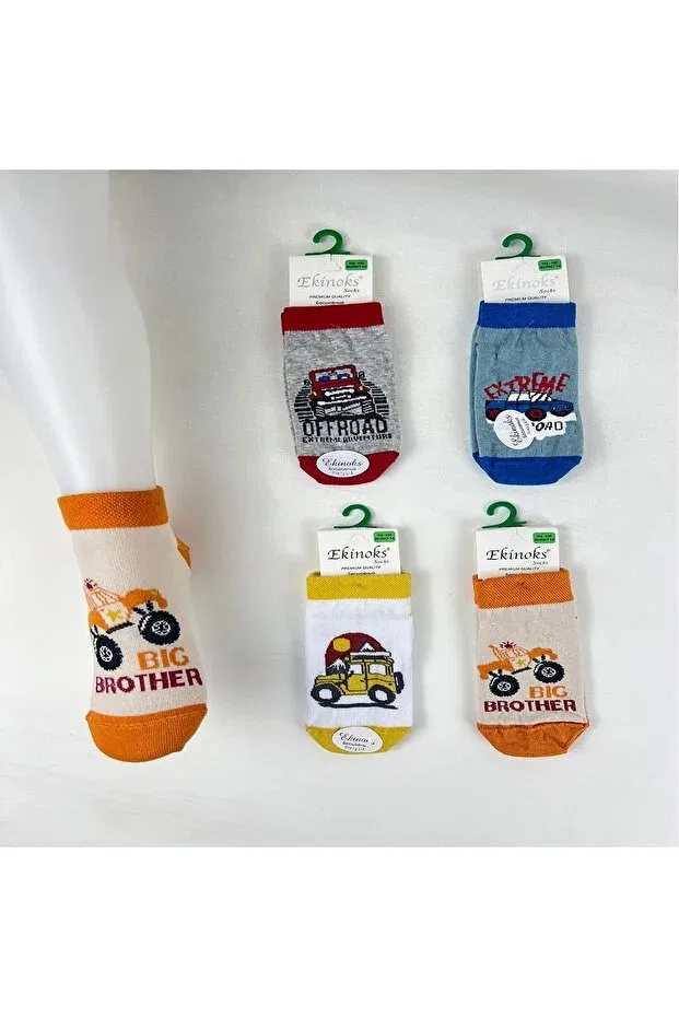 Детские носки-пинетки для мальчиков с принтом 4-Pack Peru Pattern Bebek Meselesi, Colored