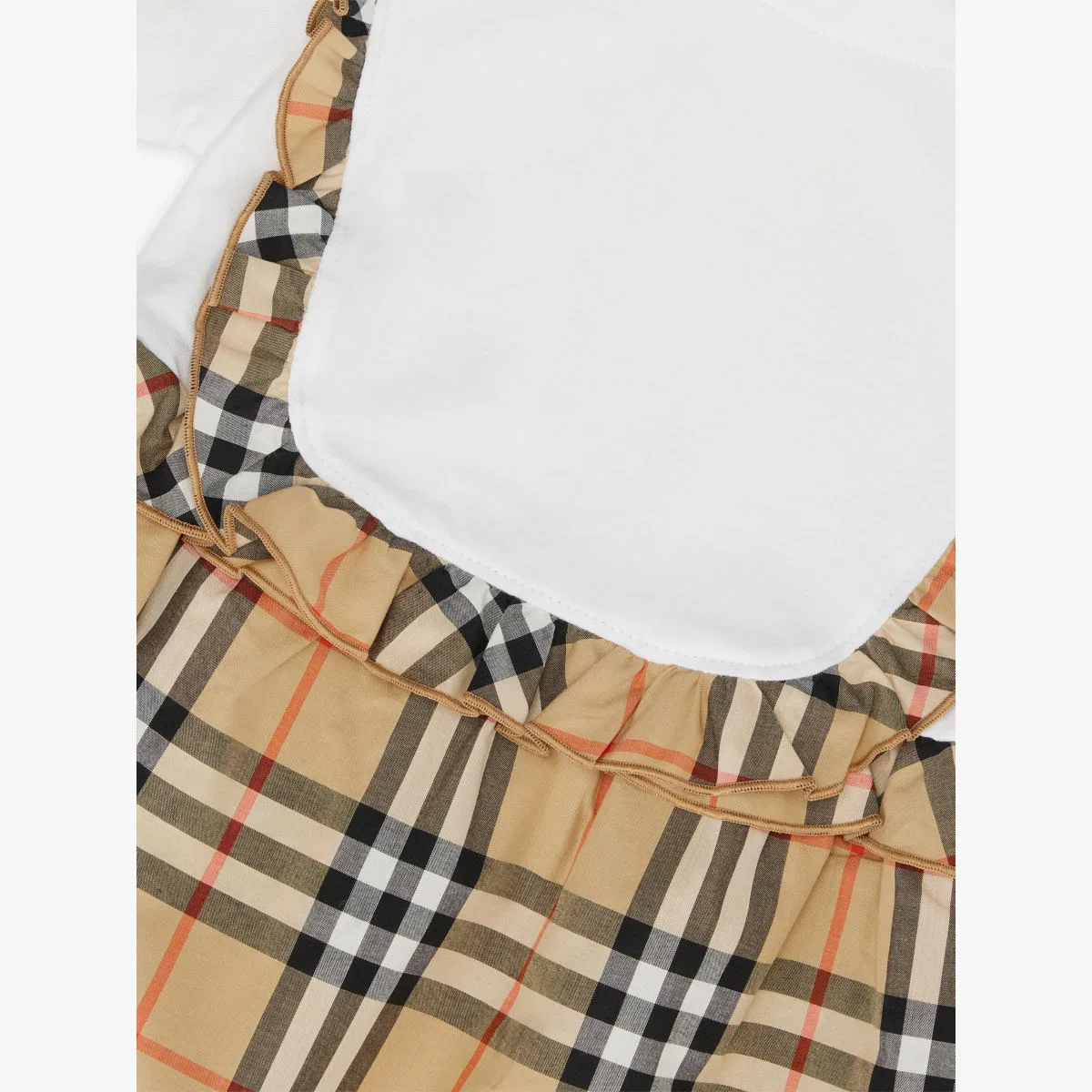Платье из эластичного хлопка с клетчатой отделкой, 6 месяцев - 3 года Burberry, белый — фото 2