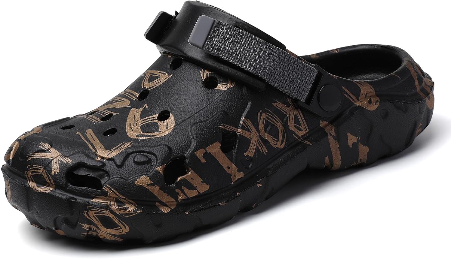 

Мужские камуфляжные клоксы, удобная обувь для сада для взрослых, легкие сандалии и шлепанцы для пляжа и повседневного ношения Frtubop, черный