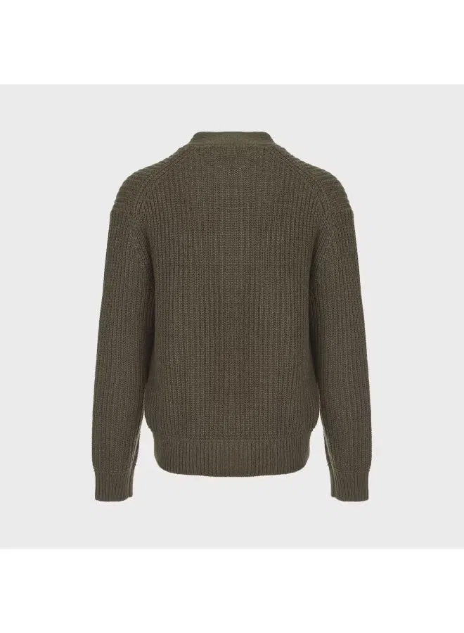 Кардиган свободного кроя с V-образным вырезом Zara, темно-зеленый — фото 3