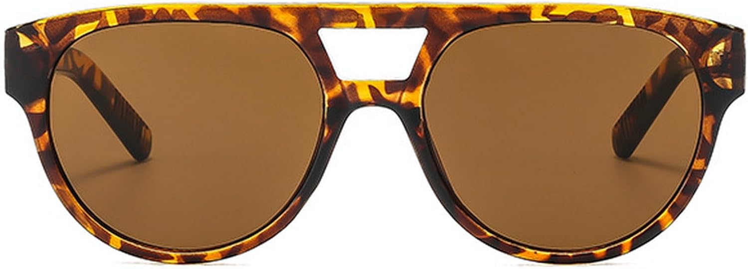 

Ретро женские овальные солнцезащитные очки с двойной перемычкой, пилотские солнцезащитные очки для мужчин, модные очки с защитой от УФ-излучения UV400 mincl, Leopard Brown