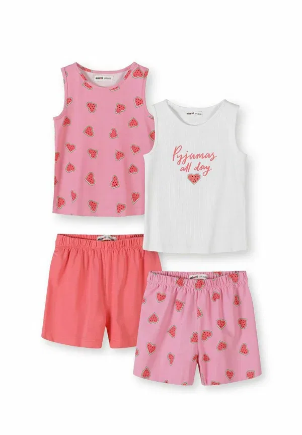Комплект пижамы из 2 предметов с принтом Tank top and shorts - pyjamas 2 pack sets Minoti, белый, розовый
